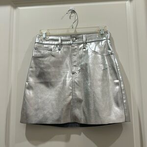 Express Silver Metallic Miniskirt size 0
